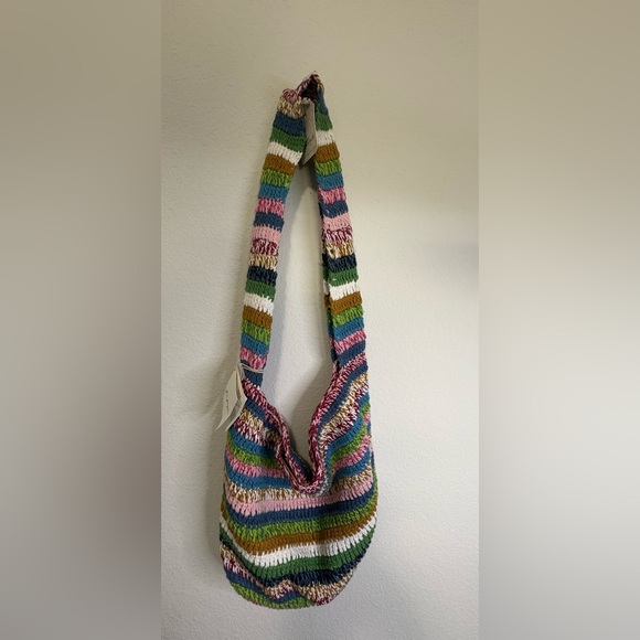 Free People Handbags - Free People Cotswold colorful striped bohemian crochet tote bag. New with tags.